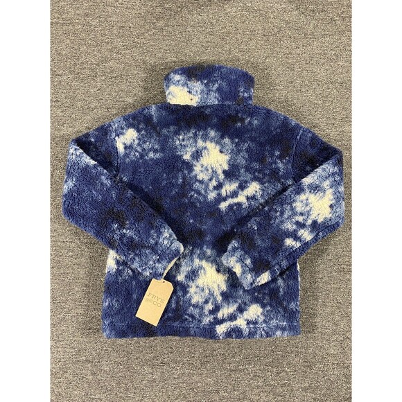 Frye Fleece Sherpa Full Zip Tie Dye Dream Jacket Blue White Womens Extra Small - Picture 11 of 12